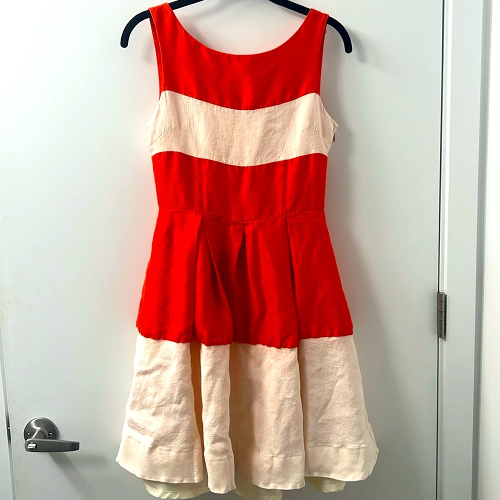 Kate Spade Warm Red-Orange & Ivory Dress Size 4 - Picture 2 of 3